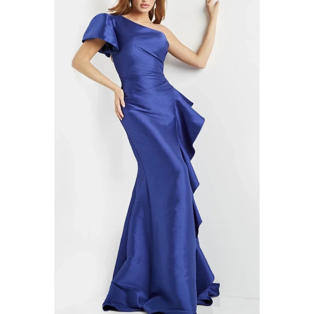 jovani one shoulder ruffle dress Jovani